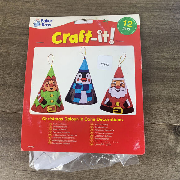 Baker Ross Christmas Tree Colour in Cone Decorations - AW982 Pack 12 pack - Picture 3 of 5